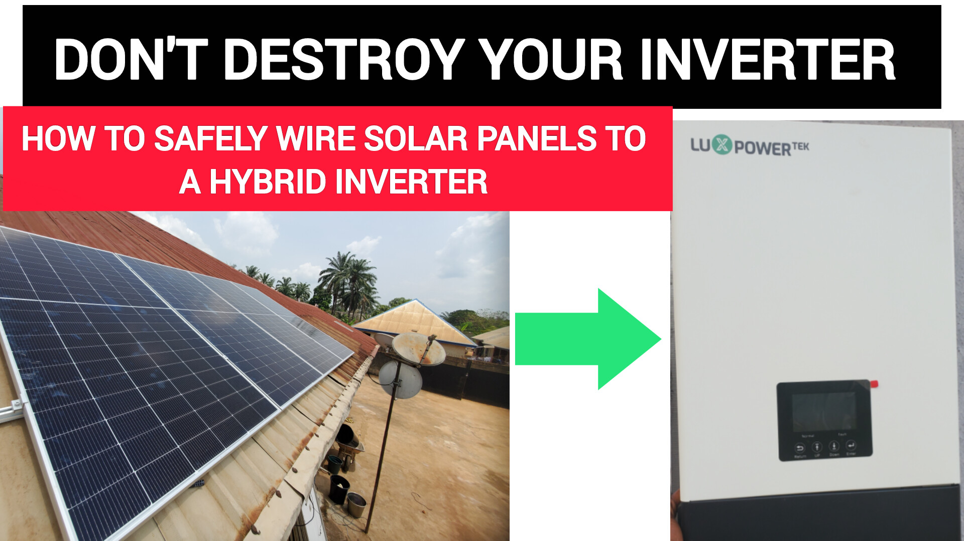 Diagram of solar panels wired in series to LuxpowerTek 6kW hybrid inverter